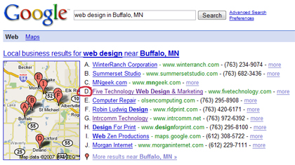 Google Local web design