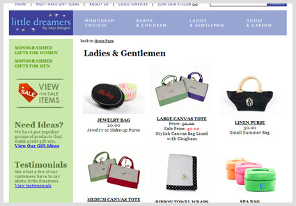 E-commerce web layout