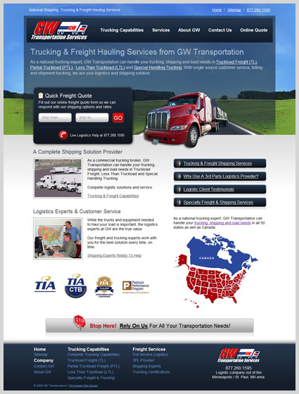 web-design-mn-trucking-website