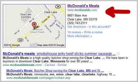 google local search maps issue