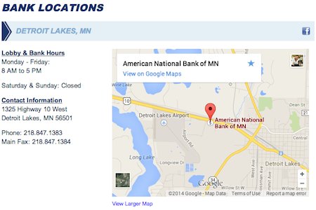 Bank Locations Page